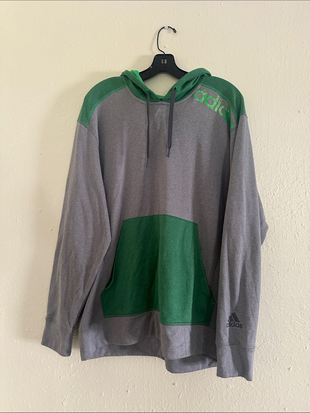 adidas Gray and Green Hoodie Pullover EUC